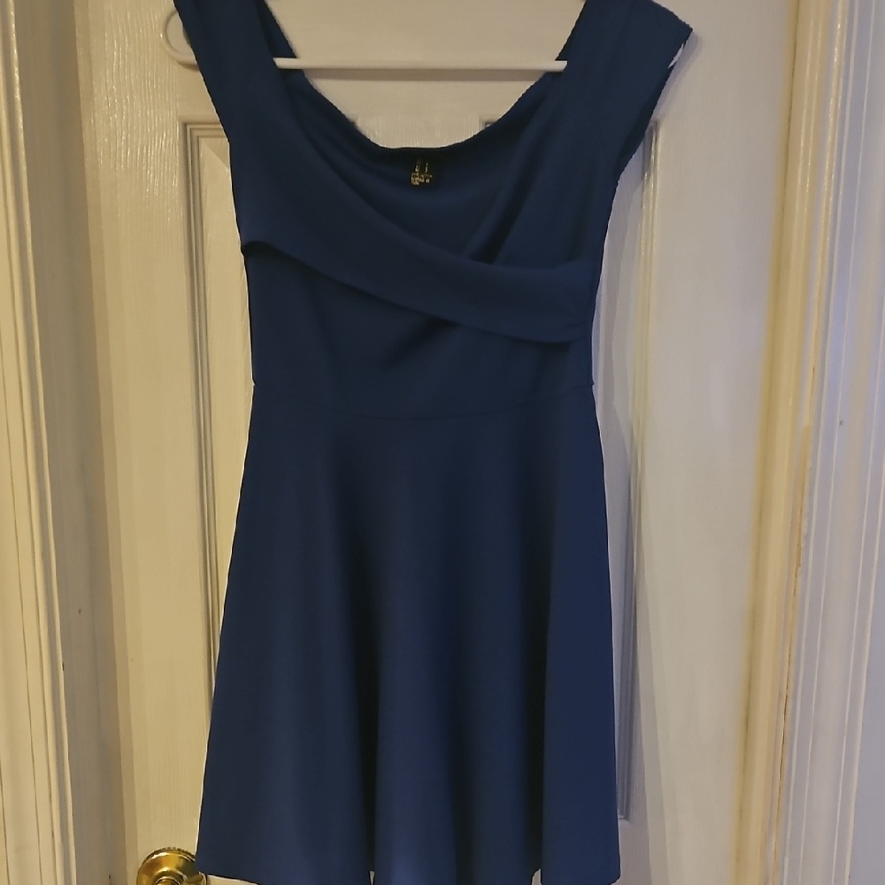 Revamped Blue Asymmetrical A-Line Cocktail Dress